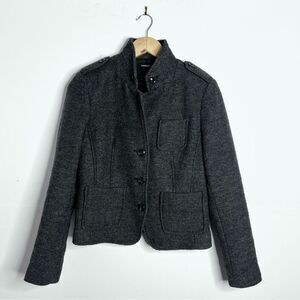 Monoprix Autre Ton Grey Flame Stitch Military Blazer Jacket